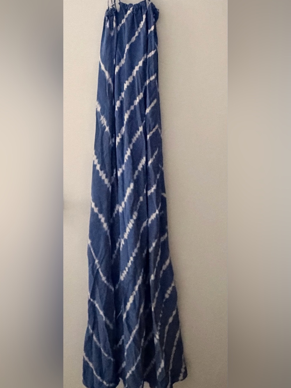 ACACIA 100% Silk Blue Tie Dye Cutout Maxi Dress Size S - Picture 5 of 5